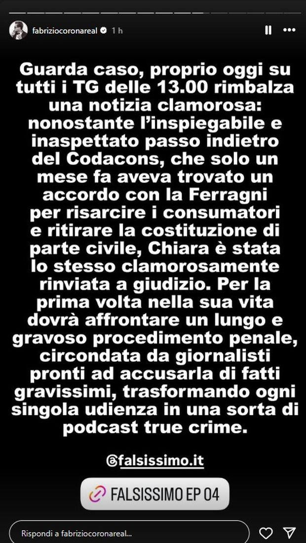Sfogo Ferragni, la replica di Corona: “Non c’è accordo con Fedez, dirò tutto. Guarda caso…”- immagine 2