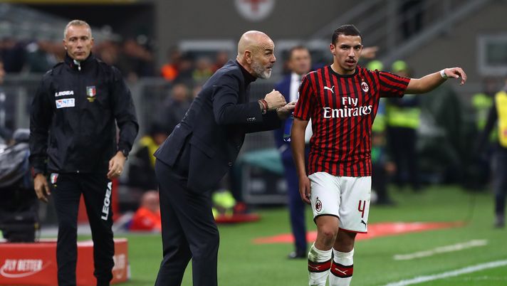 Stefano Pioli e Ismael Bennacer, Milan, Getty Images