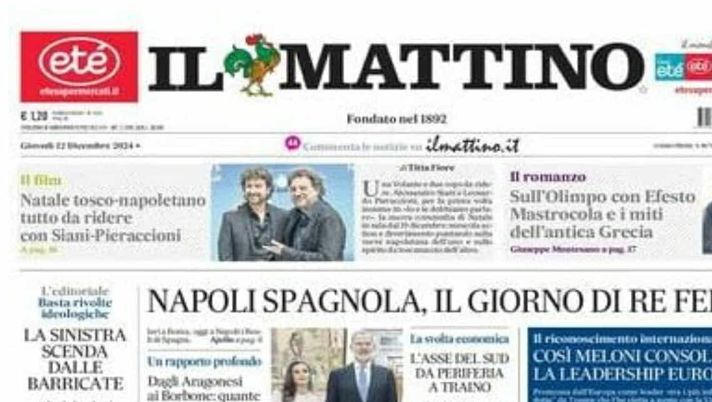 prima pagina il mattino oggi