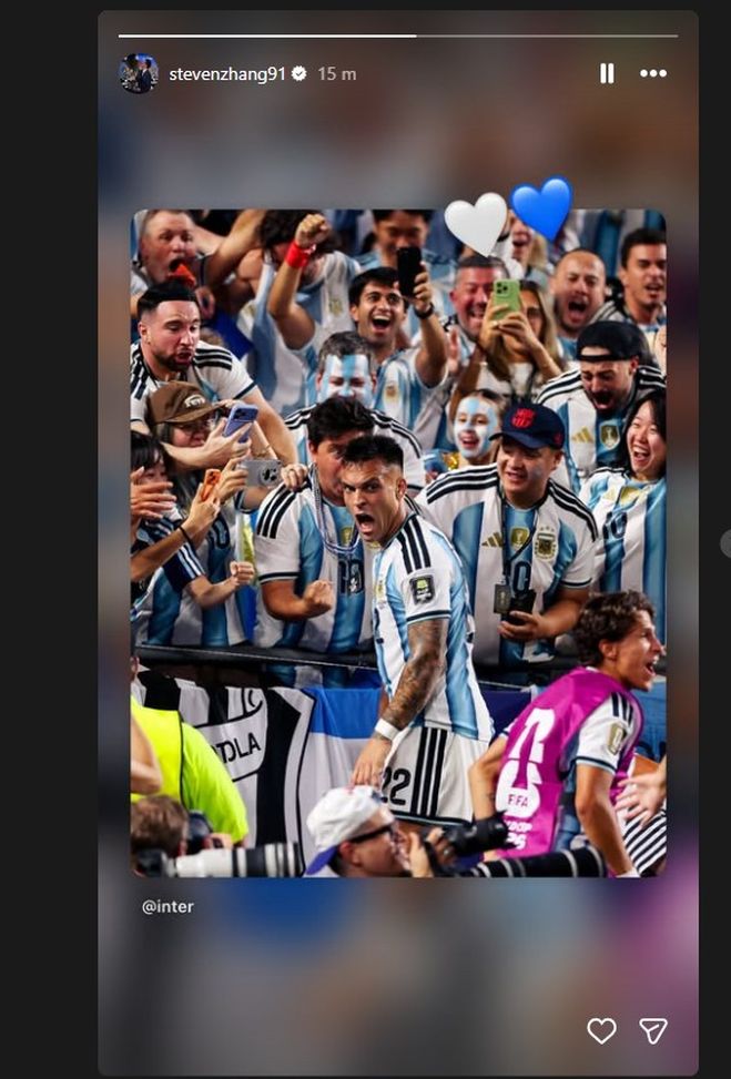 La storia ripostata da Zhang sui social Zhang sempre attentissimo all’Inter e riposta pure la felicità di Lautaro- immagine 3