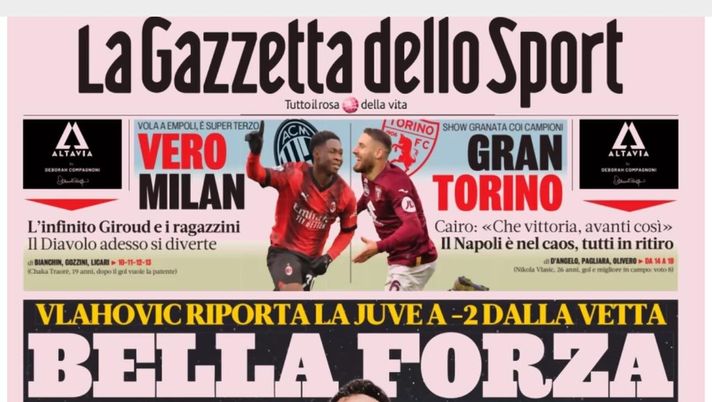 prima pagina gazzetta dello sport