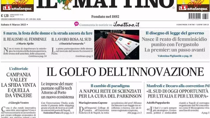 prima pagina il mattino oggi