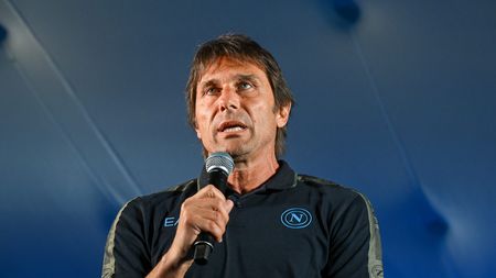 DIMARO, ITALY - JULY 19: SSC Head Coach Antonio Conte attends the SSC Napoli Team presentation in Piazza Madonna della Pace on July 19, 2024 in Dimaro, Italy. (Photo by SSC NAPOLI/SSC NAPOLI via Getty Images)