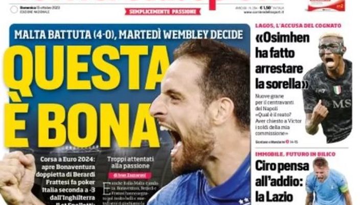 EDICOLA / CdS: Italia, corsa a Euro2024: poker di Frattesi. Wembley decide - immagine 1