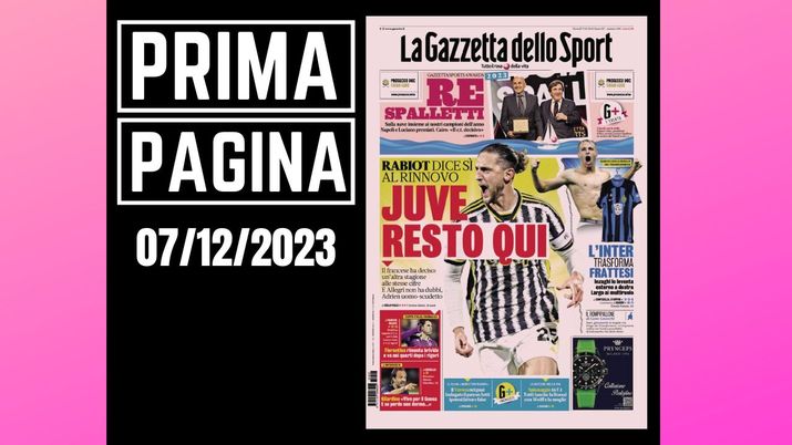 La Gazzetta dello Sport, la prima pagina di oggi, giovedì 7 dicembre 2023 La Gazzetta dello Sport