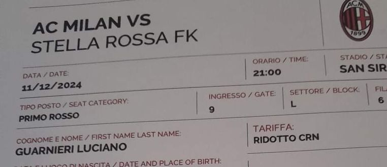 Milan-Stella Rossa, Milanista su Facebook pubblica il suo biglietto: e rischia di restare fuori…- immagine 2