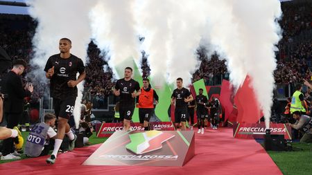 ROME, ITALY - MAY 14: Players of AC Milan attends before the Coppa Italia Final match between AC Milan and Bologna at Stadio Olimpico on May 14, 2025 in Rome, Italy. (Photo by Claudio Villa/AC Milan via Getty Images)