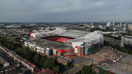 MANCHESTER, ENGLAND - OCTOBER 07: An aerial view of Old Trafford before the Premier League match between Manchester United and Brentford FC at Old Trafford on October 07, 2023 in Manchester, England. (Photo by Michael Regan/Getty Images)