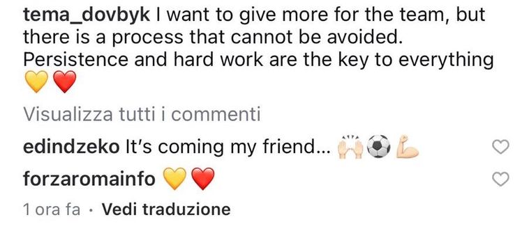 Dovbyk: “Voglio dare di più, ma c’è un processo inevitabile”. E Dzeko lo incoraggia- immagine 2