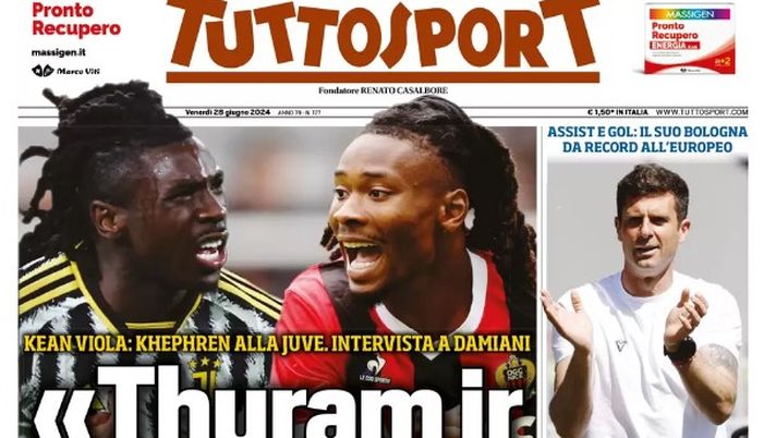EDICOLA / TS – Damiani: “Thuram jr ha la testa di papà”. Thiago da record all’Europeo. Anche Inter dietro - immagine 1