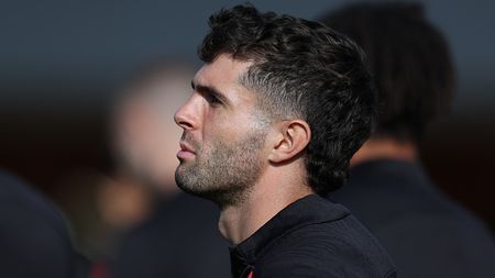 CAIRATE, ITALY - NOVEMBER 07: Christian Pulisic of AC Milan looks on during AC Milan training session at Milanello on November 07, 2024 in Cairate, Italy. (Photo by Claudio Villa/AC Milan via Getty Images)
