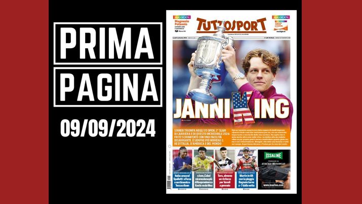 Tuttosport, la prima pagina di oggi, lunedì 9 settembre 2024 Tuttosport