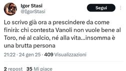 Torino-Cagliari 2-0, reazioni social: “Chi contesta Vanoli è una brutta persona”