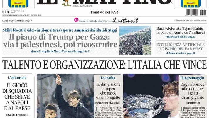 prima pagina il mattino oggi