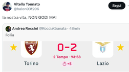 Torino-Lazio 0-2, le reazioni social: “La nostra vita: non godi mai”
