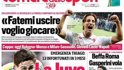 PRIMA PAGINA CORRIERE DELLO SPORT OGGI: “La Juve che manca”