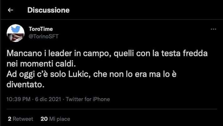 Cagliari-Torino 1-1, le reazioni social: “Mancano i leader in campo” Cagliari-Torino 1-1, le reazioni social: “Mancano i leader in campo” - immagine 1