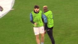 Napoli-Braga, Kvara e Osimhen si divertono in riscaldamento: il gesto emozionante