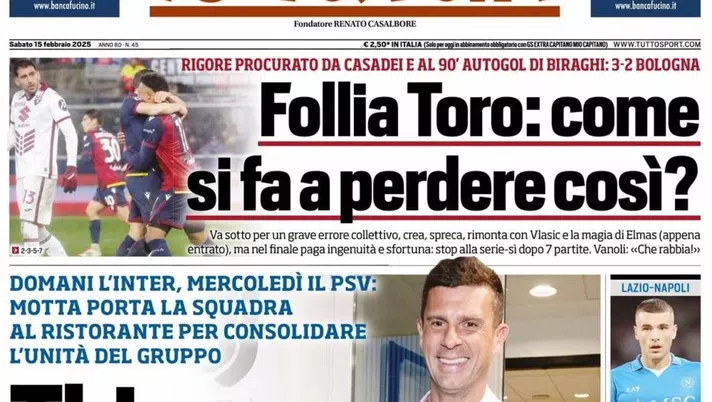 prima pagina tuttosport oggi