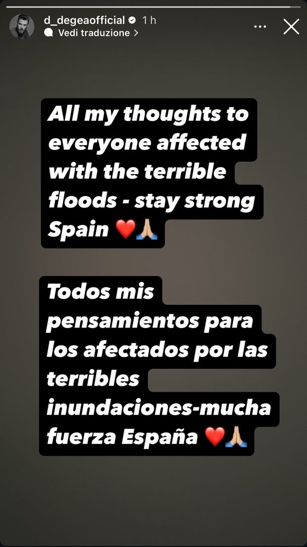 FOTO – “Forza Spagna, sii forte”. Il messaggio di De Gea per gli alluvionati- immagine 2