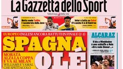 PRIMA PAGINA GAZZETTA DELLO SPORT OGGI: “Morata alza la Coppa e va al Milan”