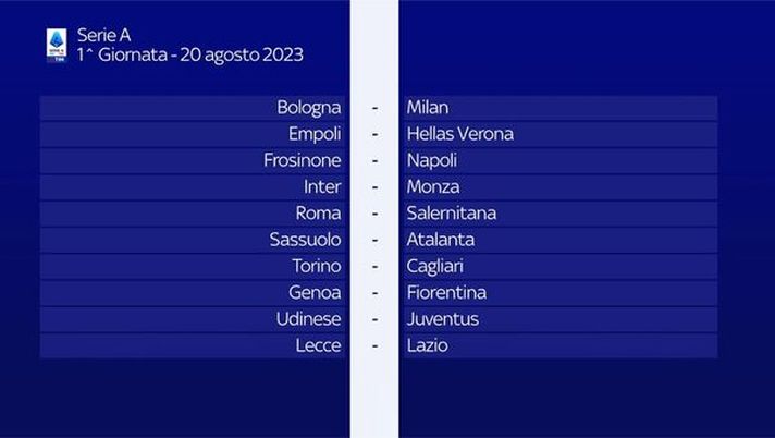 Serie A, il calendario della stagione 2023-2024 in sintesi