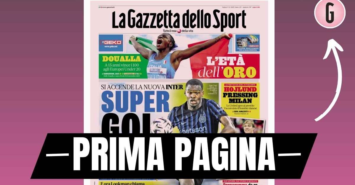 prima pagina gazzetta dello sport hojlund pressing milan