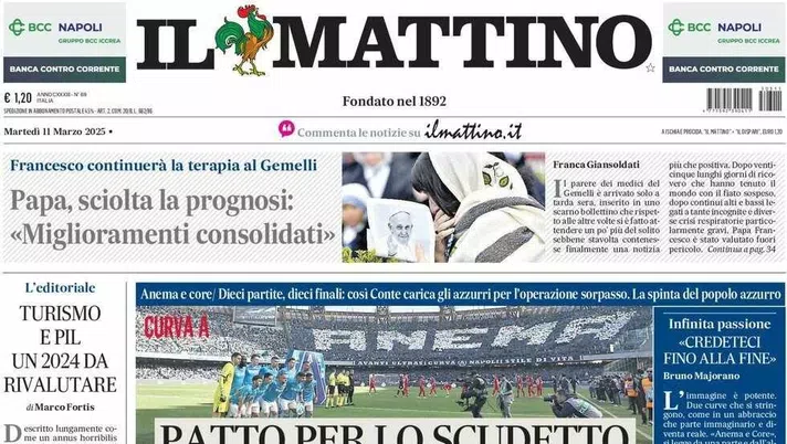 prima pagina il mattino oggi
