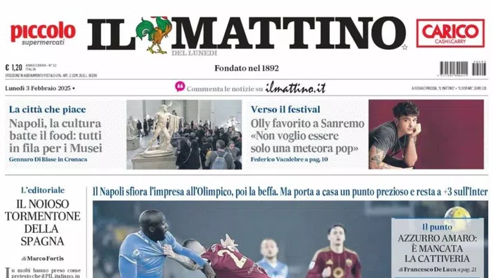 prima pagina il mattino oggi