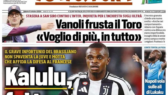 prima pagina tuttosport oggi