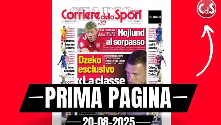 Prima pagina Corriere dello Sport: 'Hojlund, Napoli al sorpasso sul Milan'