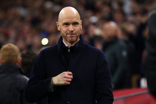 AMSTERDAM, NETHERLANDS - FEBRUARY 13: Erik Ten Hag, Manager of Ajax looks on prior to the UEFA Champions League Round of 16 First Leg match between Ajax and Real Madrid at Johan Cruyff Arena on February 13, 2019 in Amsterdam, Netherlands. (Photo by Lars Baron/Getty Images) Manchester United