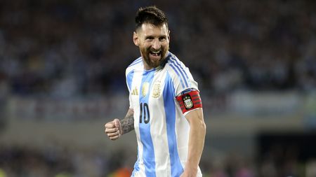 BUENOS AIRES, ARGENTINA - OCTOBER 15: Lionel Messi of Argentina celebrates after scoring the fifth goal of his team during the FIFA World Cup 2026 South American Qualifier match between Argentina and Bolivia at Estadio Más Monumental Antonio Vespucio Liberti on October 15, 2024 in Buenos Aires, Argentina. (Photo by Daniel Jayo/Getty Images)