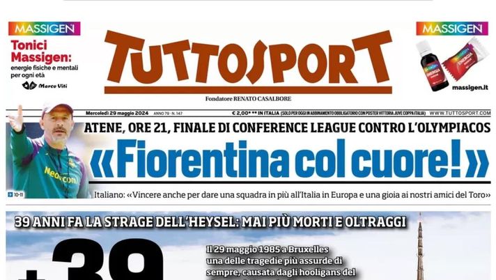 prima pagina tuttosport oggi