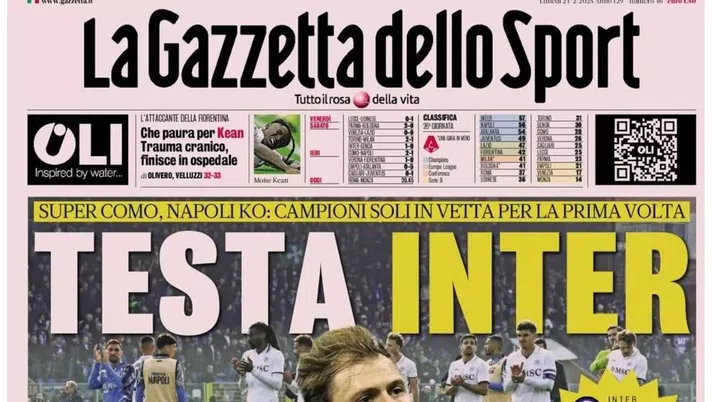 PRIMA PAGINA GAZZETTA DELLO SPORT OGGI: “Inzaghi al rinnovo, ci metto la firma”