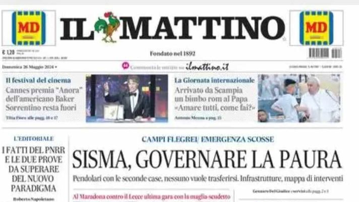 PRIMA PAGINA IL MATTINO OGGI: “Napoli, non ci resta che Conte” PRIMA PAGINA IL MATTINO OGGI: “Napoli, non ci resta che Conte” - immagine 1