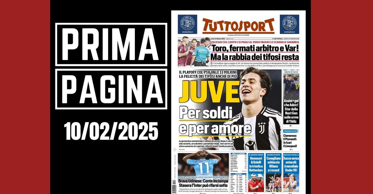 Prima pagina Tuttosport: “Juventus, Champions per soldi e per amore”