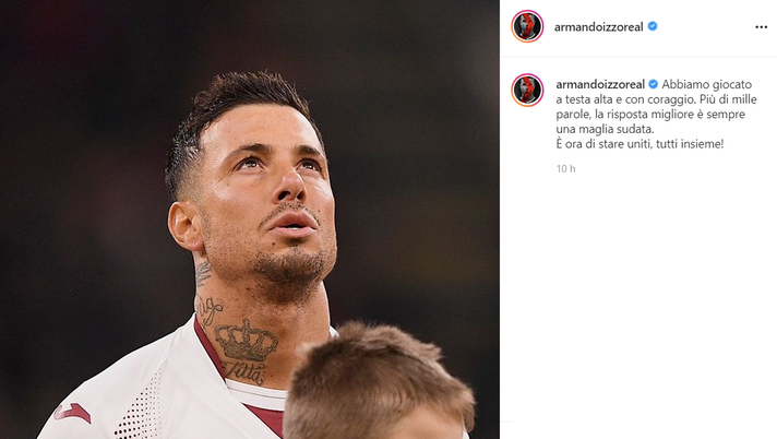 Milan-Torino 4-2, Izzo rompe il silenzio social: “Una maglia sudata è la migliore risposta” Milan-Torino 4-2, Izzo rompe il silenzio social: “Una maglia sudata è la migliore risposta” - immagine 1