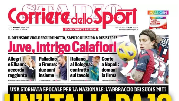 prima pagina corriere dello sport oggi