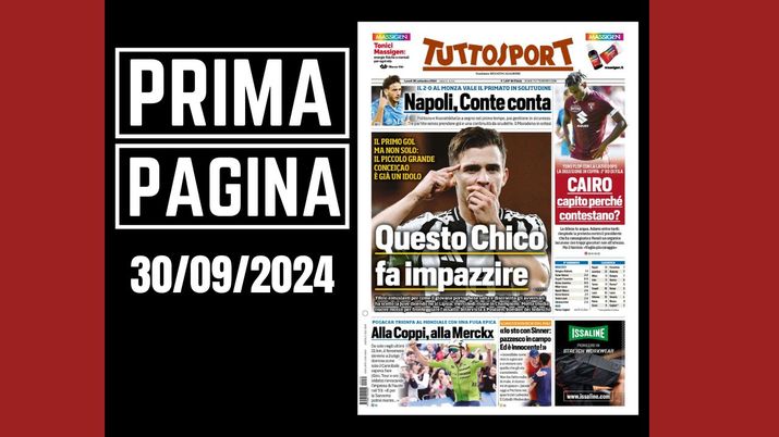 Tuttosport, la prima pagina di oggi, lunedì 30 settembre 2024 Tuttosport
