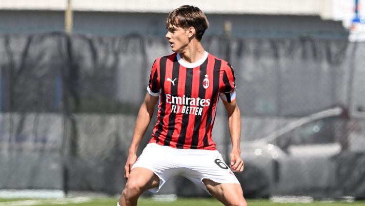 CESENA, ITALY - APRIL 05: Dorian Paloschi of AC Milan U20 in action during the Primavera 1 match between Cesena U20 and AC Milan U20 at Dino Manuzzi Stadium on April 05, 2025 in Cesena, Italy. (Photo by AC Milan/AC Milan via Getty Images)  paloschi-pre-milan-cagliari-dichiarazioni-primavera-diretta-live-tv-risultato