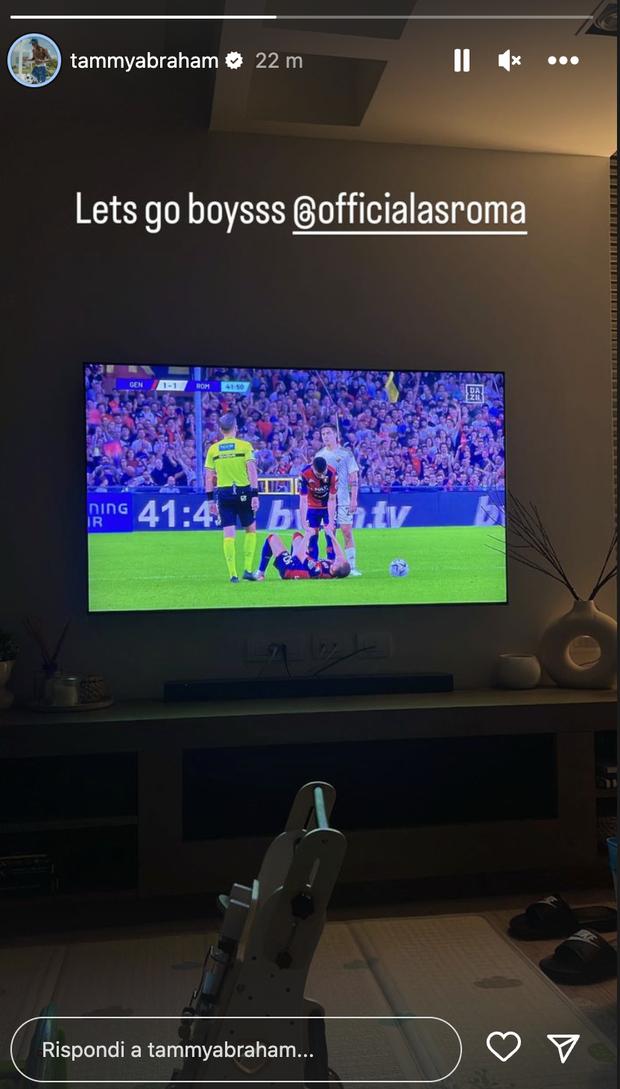 Genoa-Roma, anche Abraham tifa da casa: “Andiamo ragazzi”- immagine 2