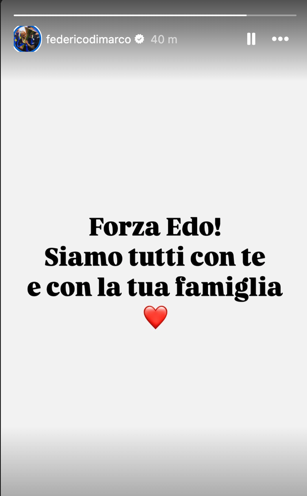 Bove, la vicinanza di Dimarco dopo il malore: “Forza Edo, siamo tutti con te!”- immagine 2