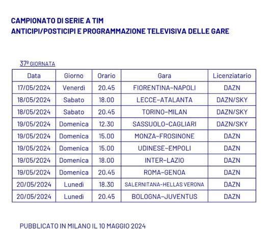 37esima giornata: ecco quando si gioca e dove vedere Fiorentina-Napoli- immagine 2