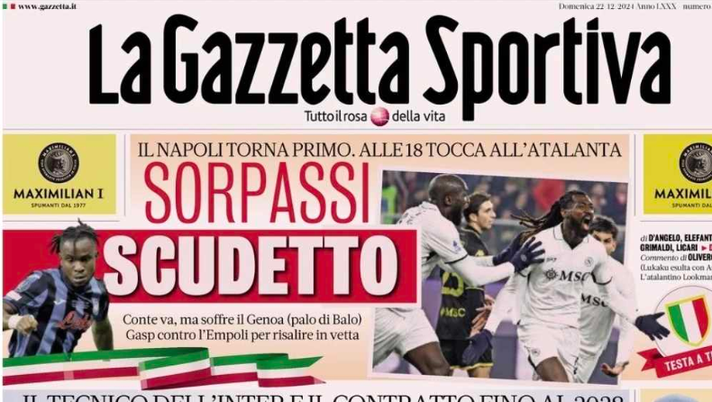 PRIMA PAGINA GAZZETTA DELLO SPORT: “Sorpassi scudetto” - immagine 1
