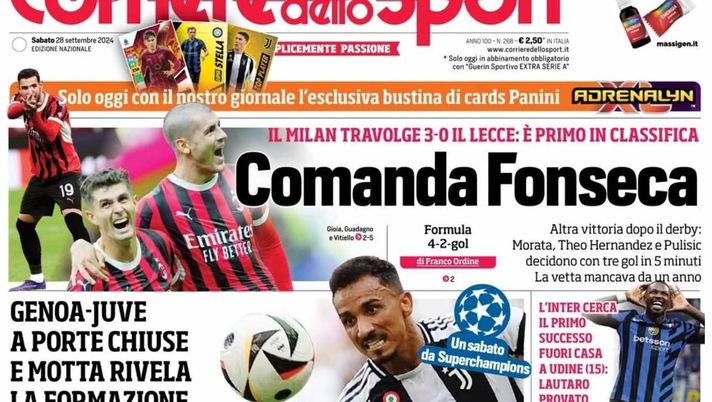 prima pagina corriere dello sport oggi