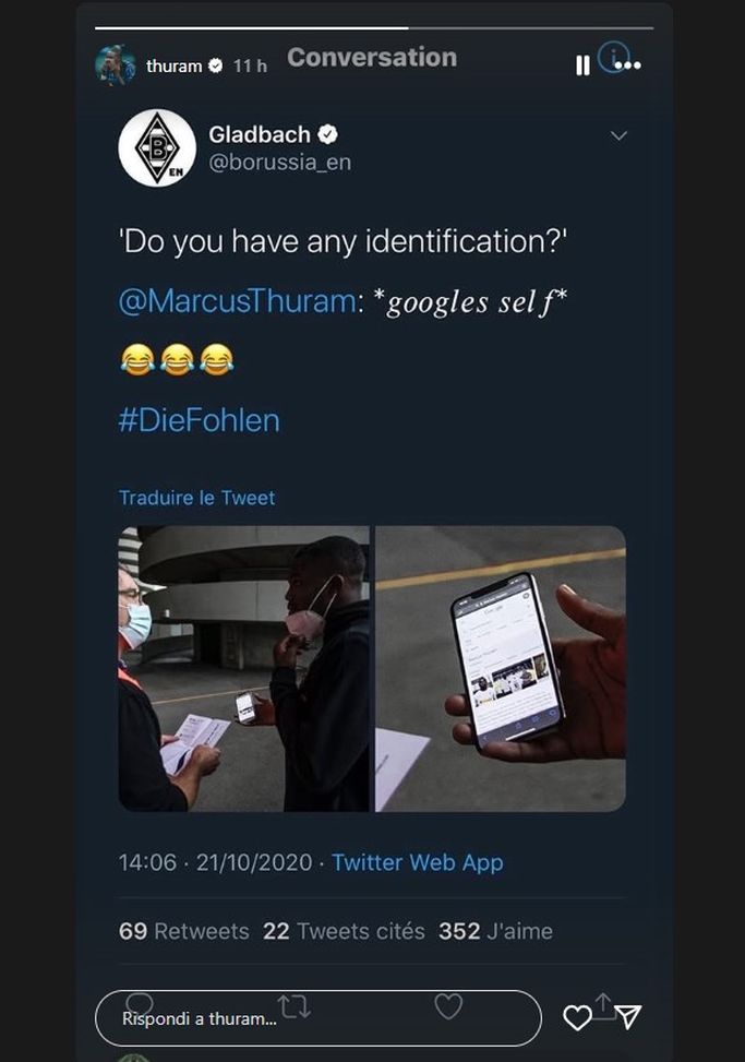 Il post del giocatore sulle storie di Instagram Thuram ripesca il ricordo virale, quando fu costretto a farsi identificare da Google- immagine 3