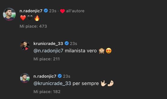 Milan, Radonjic cuore rossonero: il siparietto social con Krunic | FOTO- immagine 2