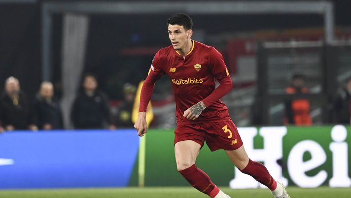 ROME, ITALY - APRIL 20: AS Roma player Roger Ibanez during the UEFA Europa League quarterfinal second leg match between AS Roma and Feyenoord at Stadio Olimpico on April 20, 2023 in Rome, Italy. (Photo by Luciano Rossi/AS Roma via Getty Images) ibanez