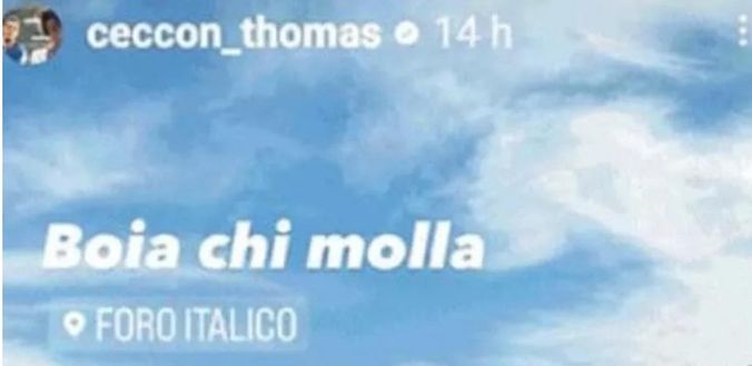 Thomas Ceccon, scivolone social: su Instagram scrive “Boia chi molla”, poi cancella- immagine 2